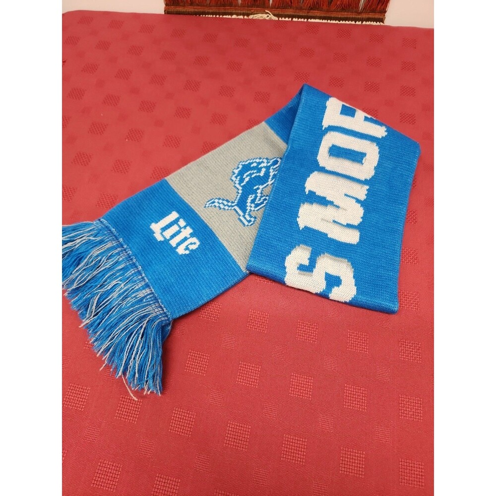 NFL Detroit Lions MillerLite Scarf Collab Honolulu Blue&Silver 56" It Takes More